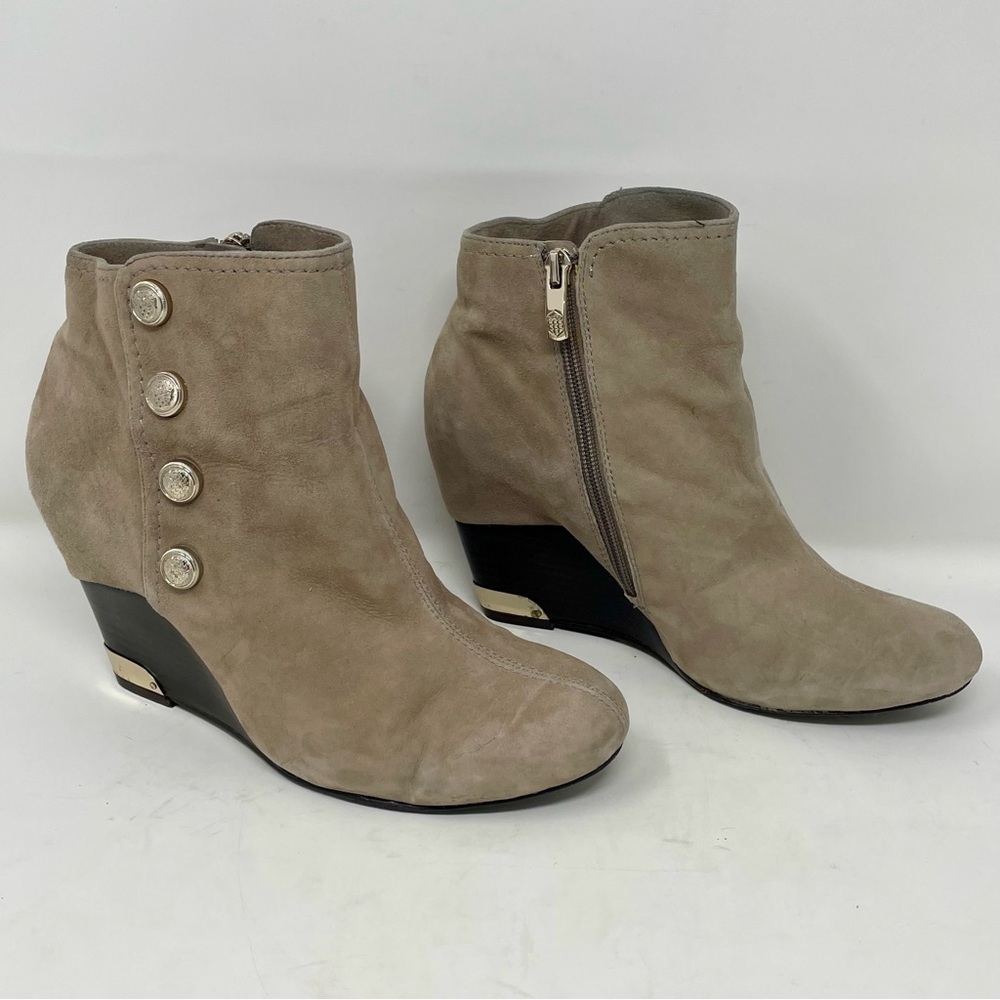 Vince Camuto Taupe Ankle Booties with Wedge Heel